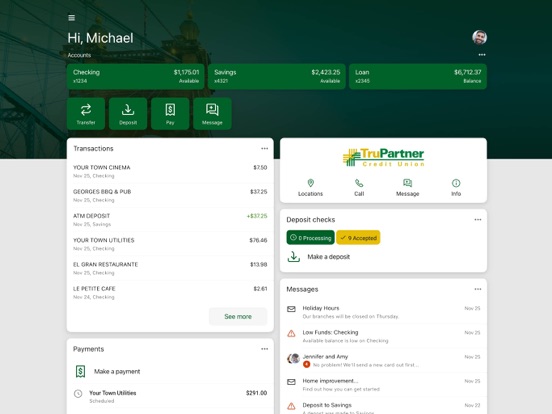 TruPartner Credit Union iPad screenshot 1 - Finance app
