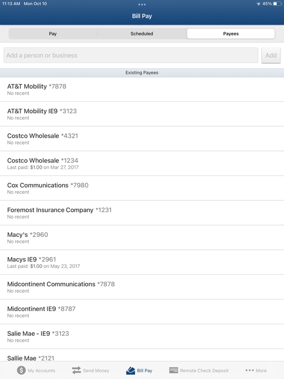 Evansville FCU Mobile Banking iPad screenshot 5 - Finance app