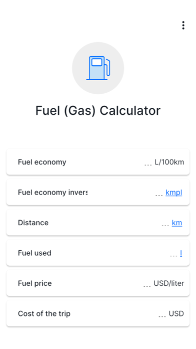 Fuel (Gas) Calculator Screenshot