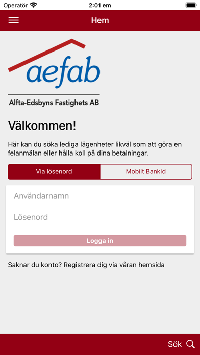 AEFAB Bostadsapp Screenshot