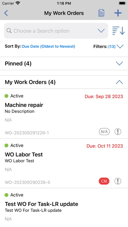 FTMaintenance Select WorkOrder