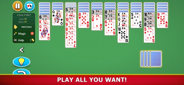 Spider Solitaire 4 Suits - Solitaire Bliss