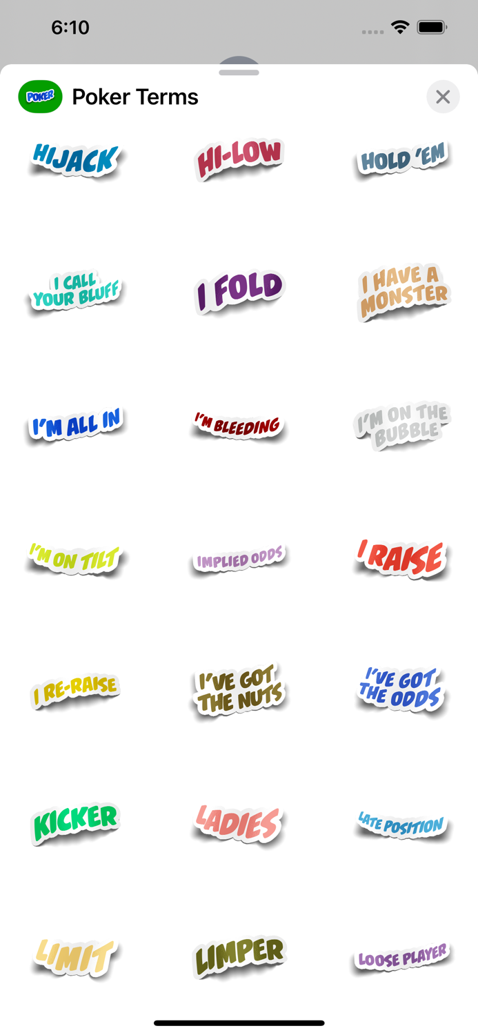 Poker Terms Sticker Pack