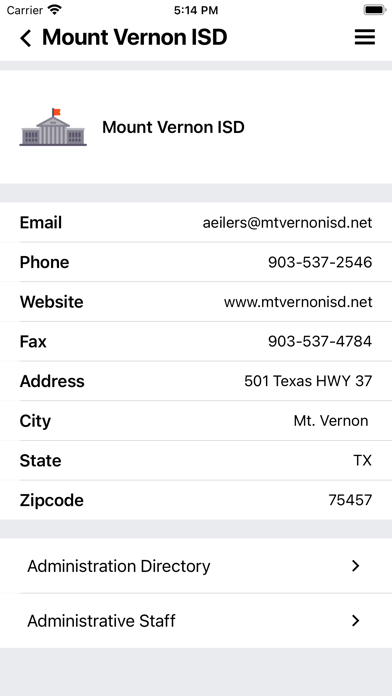 Mt Vernon ISD Screenshot