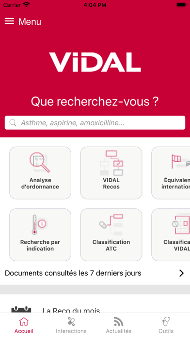 Screenshot #1 pour VIDAL Mobile