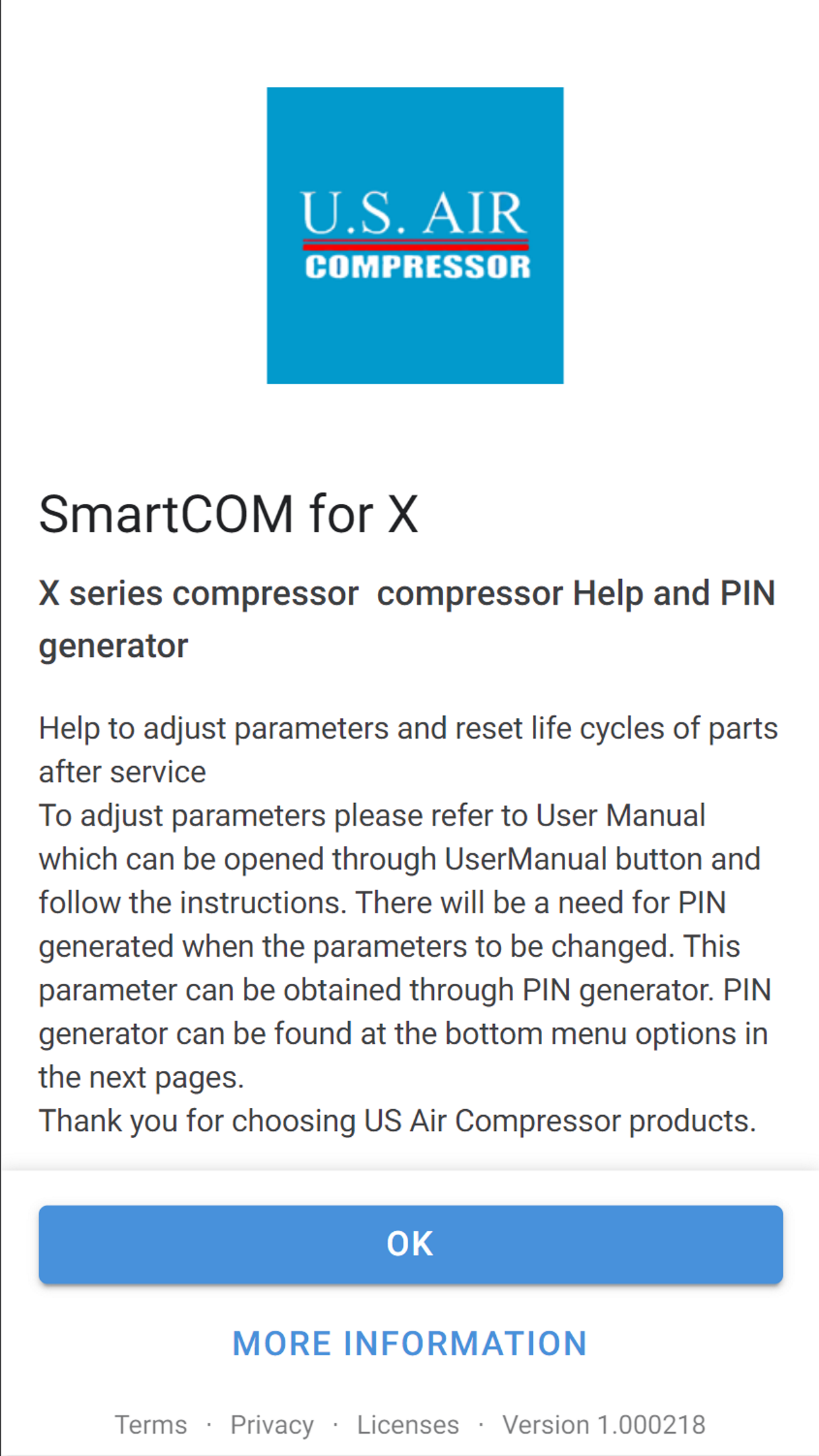 Pin Generator UsAir Compressor