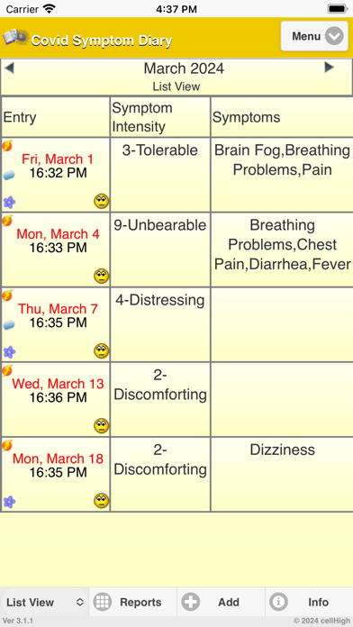 Covid Symptom Diary Screenshot