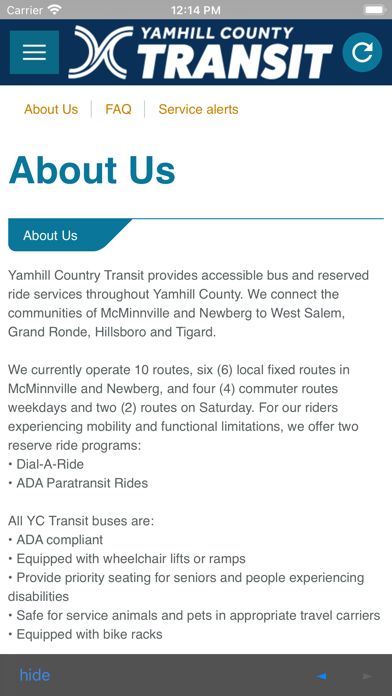 Yamhill County Transit Screenshot