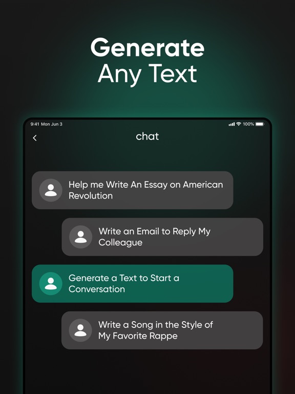 AI Chat Bot & Virtual Writer iPad screenshot 5 - Productivity app