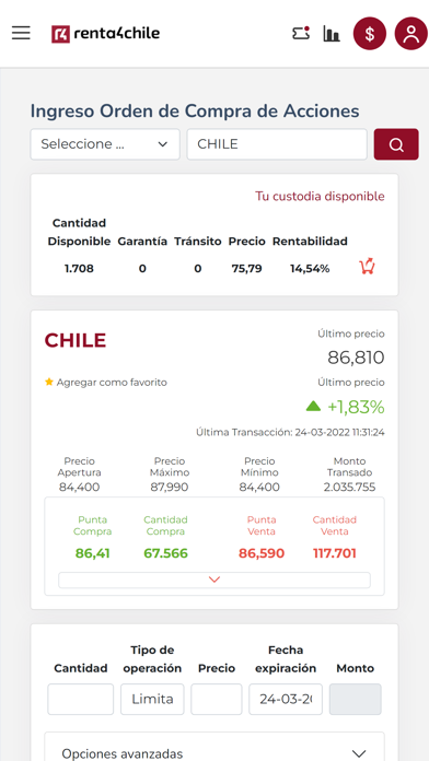 Renta 4 Chile Screenshot