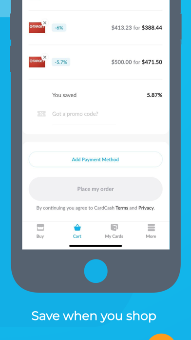 CardCash - Discount Gift Cards Screenshot 4 - AppWisp.com