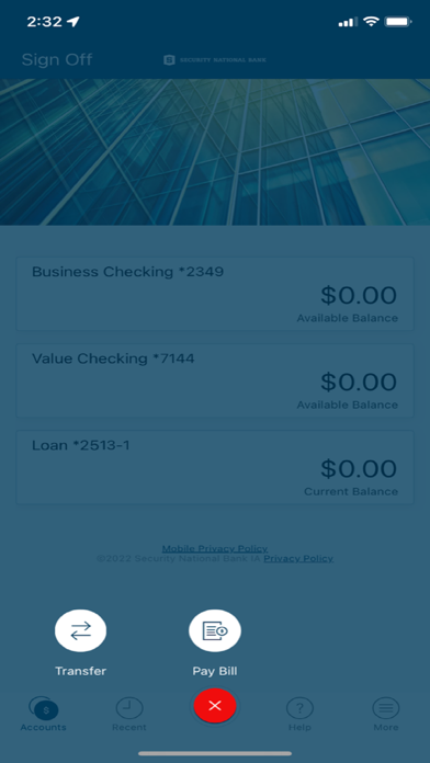 SNB Iowa Business Banking Screenshot