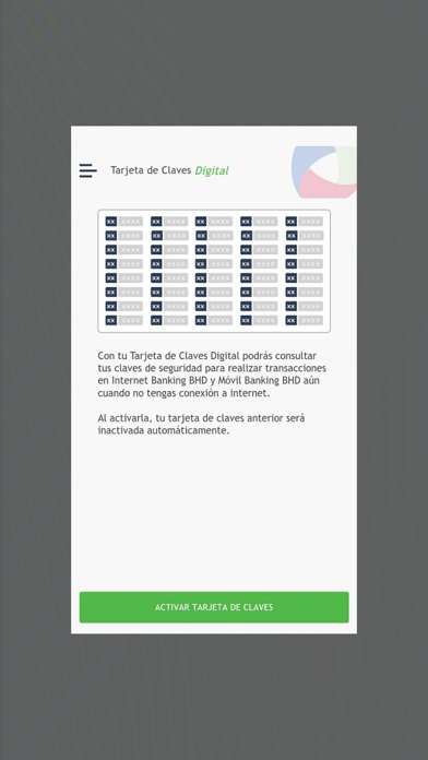 Tarjeta de Claves Digital BHD Screenshot