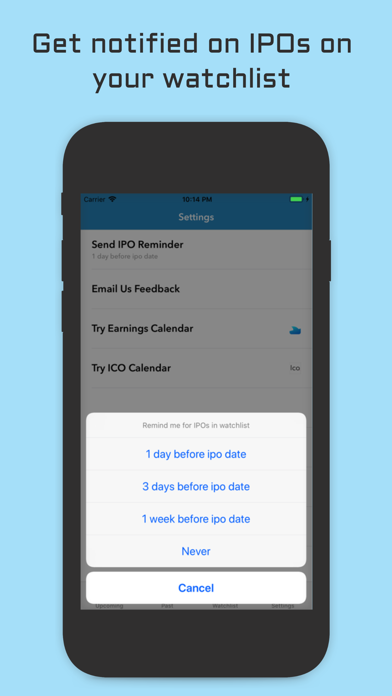 IPO Calendar Screenshot