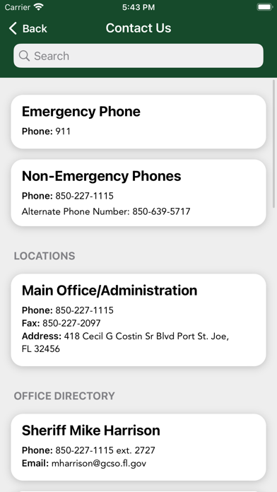 Gulf County Sheriff's Office Screenshot