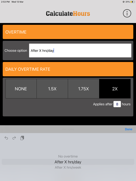 Time Card Calculator-Timeclock iPad screenshot 4 - Productivity app