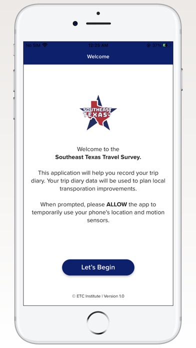 Southeast Texas Travel Survey Screenshot