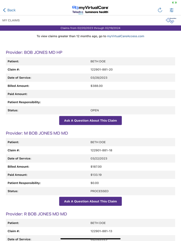 myVirtualCare Access iPad screenshot 3 - Health & Fitness app