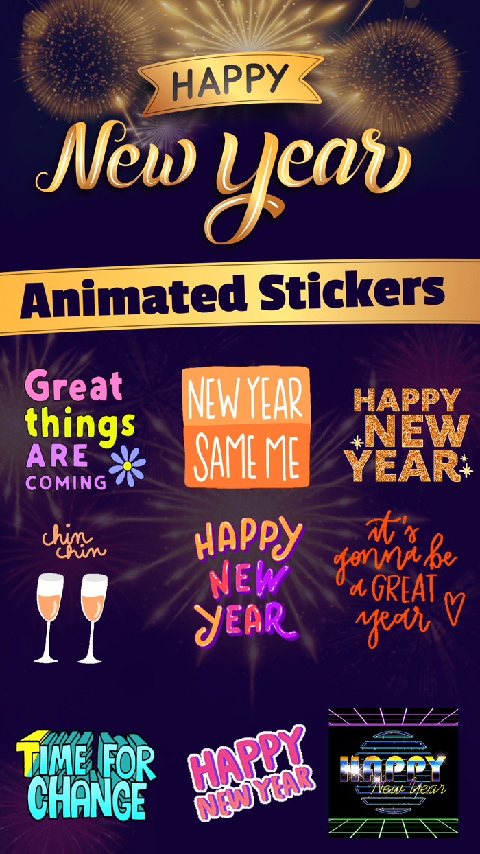 Happy New Year With Stickers