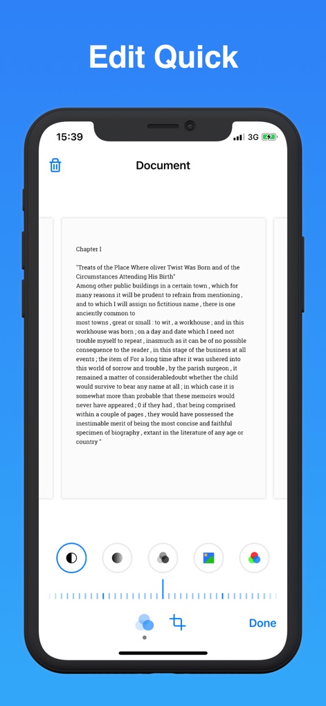 Document Scanner · Scan to PDF - Refine scanned documents using quick editing features like various color filters and a precise cropping tool.