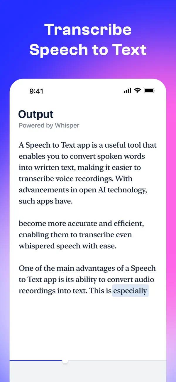 #1. Whisper : Speech to Text (iOS) Por: Revoo Teknoloji Limited Sirketi