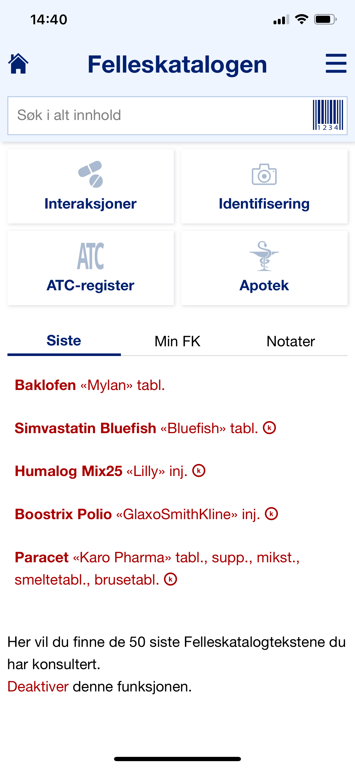 Felleskatalogen Helsepersonell