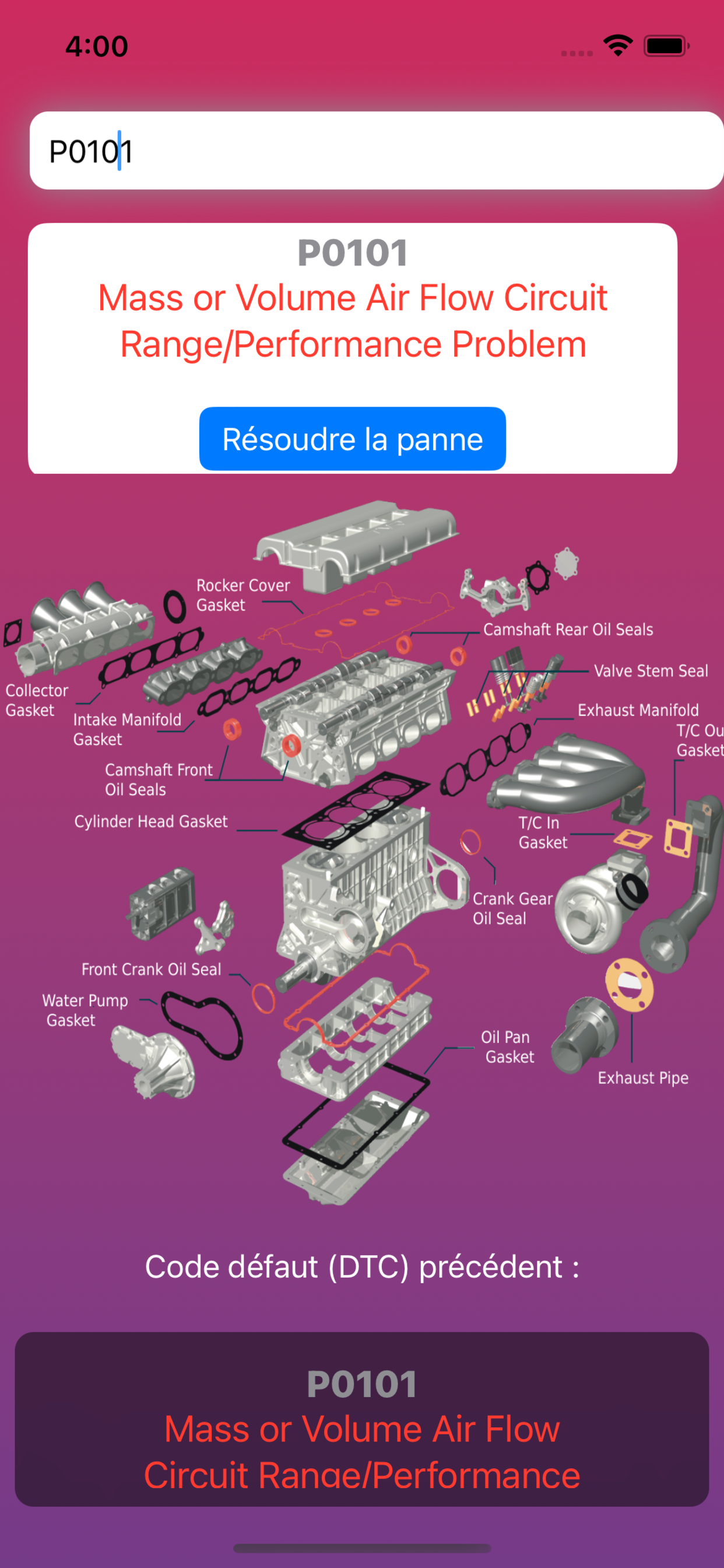 ScanDTC, Code OBD, Code défaut
