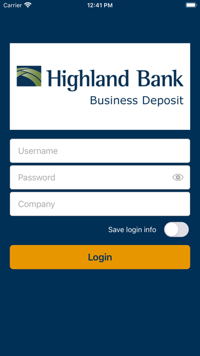 Highland Bank Business Deposit Screenshot