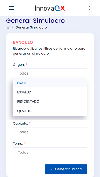 InnovaQx Bancos Screenshot