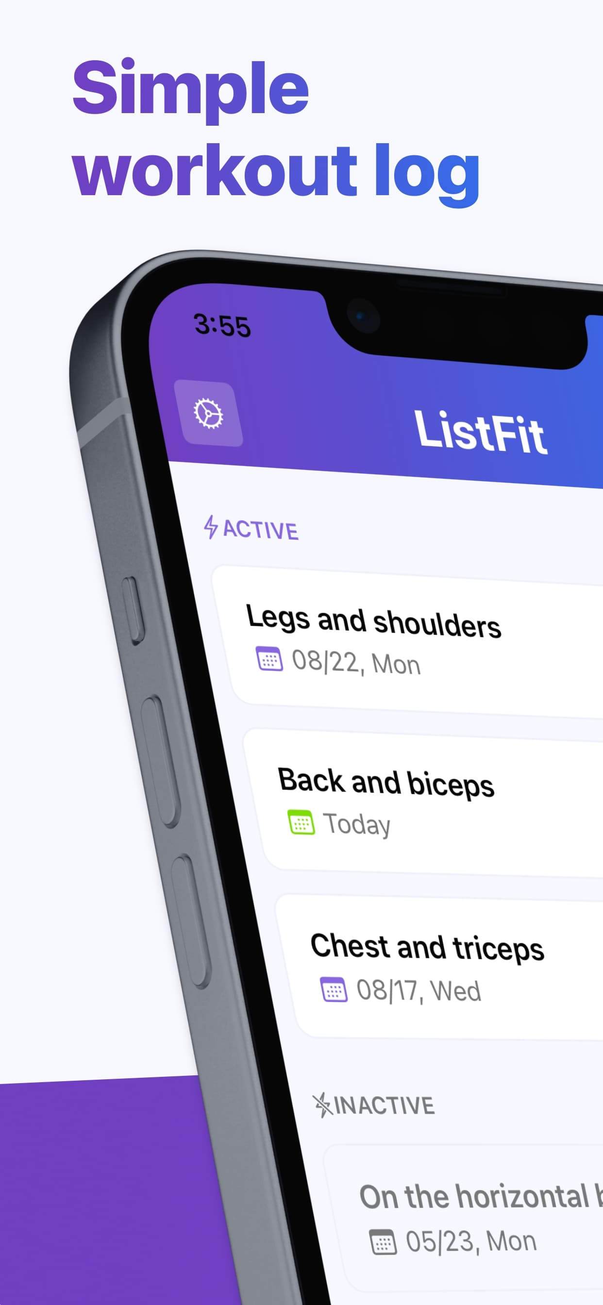Workout log - ListFit