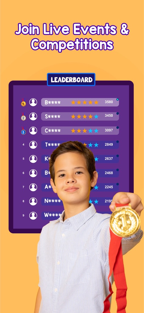 MentalUP - Kids Learning Games - Users can engage in competitive learning fun, as evidenced by the in-app leaderboard and the display of medals awarded to top performers, fostering motivation.