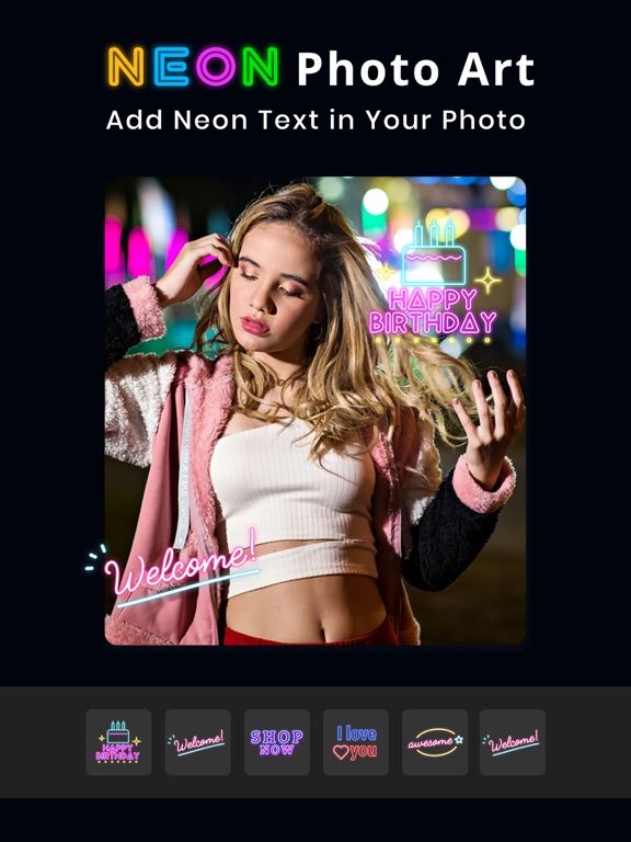 Instasquare Photo Editor: Neon iPad screenshot 6 - Photo & Video app