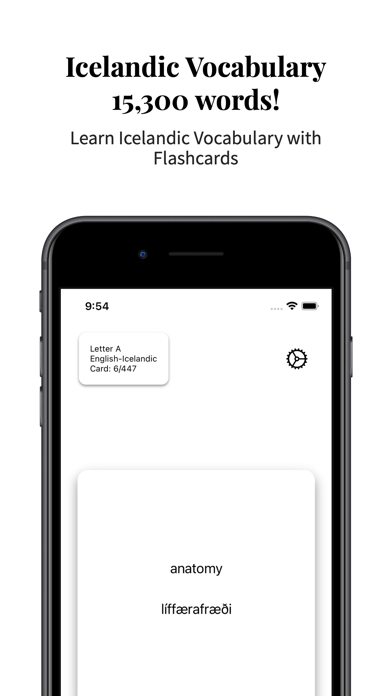 Icelandic Vocabulary Screenshot