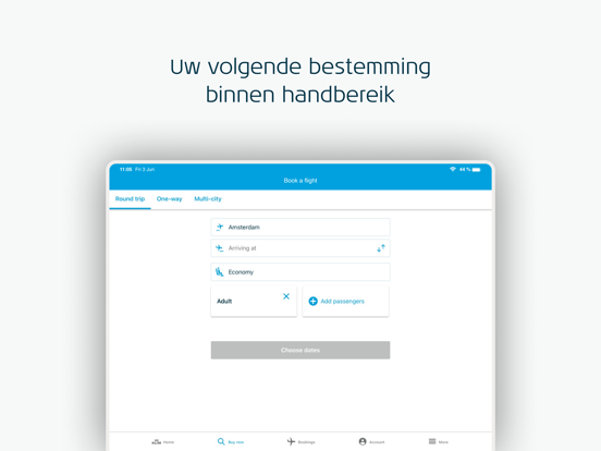 KLM - Boek een vlucht iPad app afbeelding 1