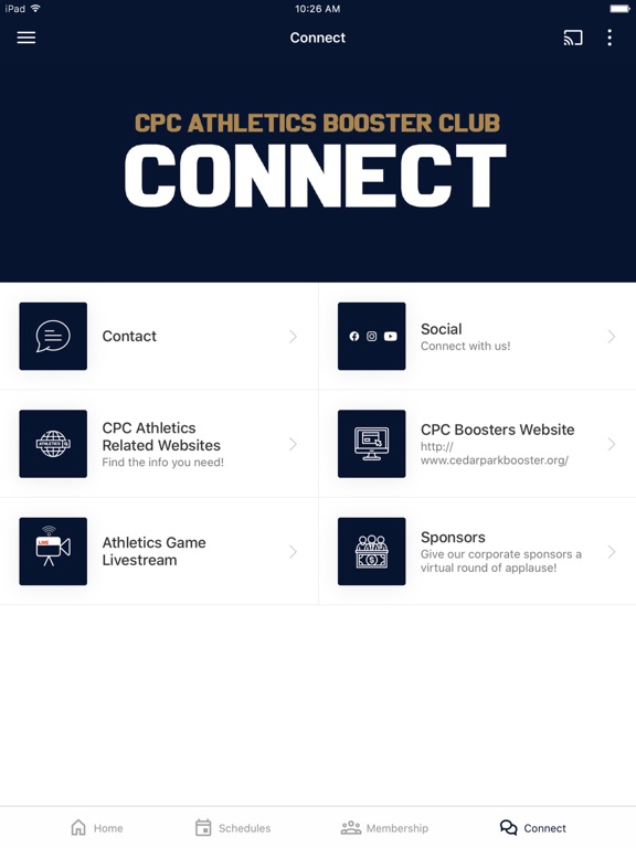 Cedar Park Christian Boosters iPad screenshot 3 - Education app