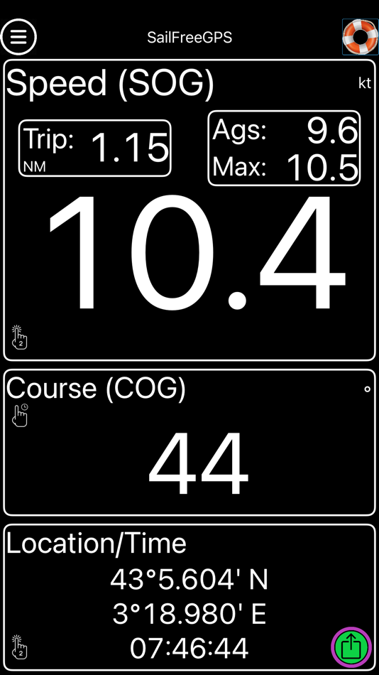 #1. SailFreeGPS (iOS) 由: Frederic BRO