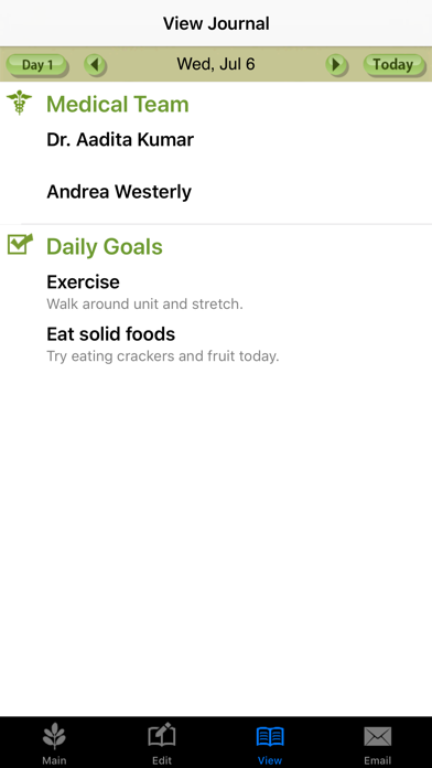 Patient Journal Screenshot