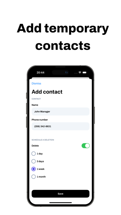 ContactList: temporary contact Screenshot