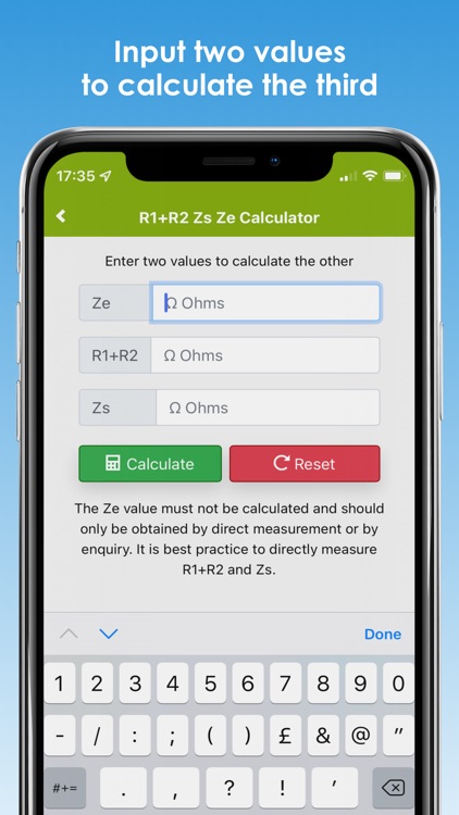 R1+R2 Zs Ze Calculator