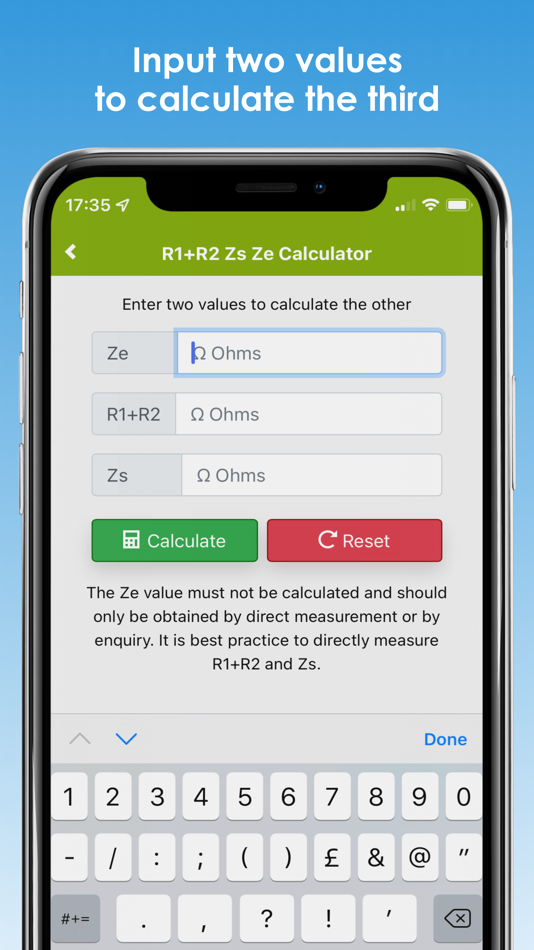 R1+R2 Zs Ze Calculator - 4.3.3 - (iOS)