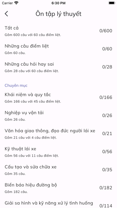 Ôn thi lý thuyết GPLX 600 câu Screenshot