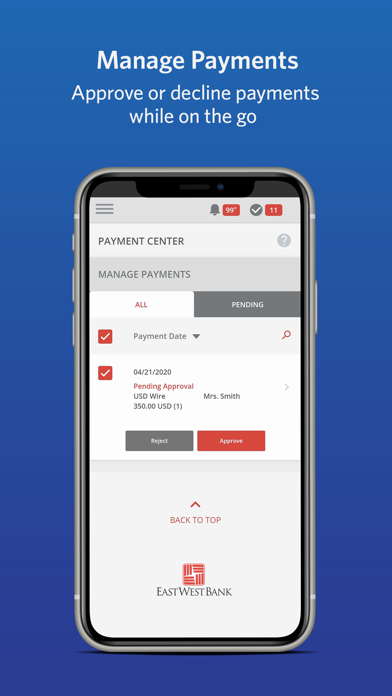 East West Bank Business Mobile Screenshot