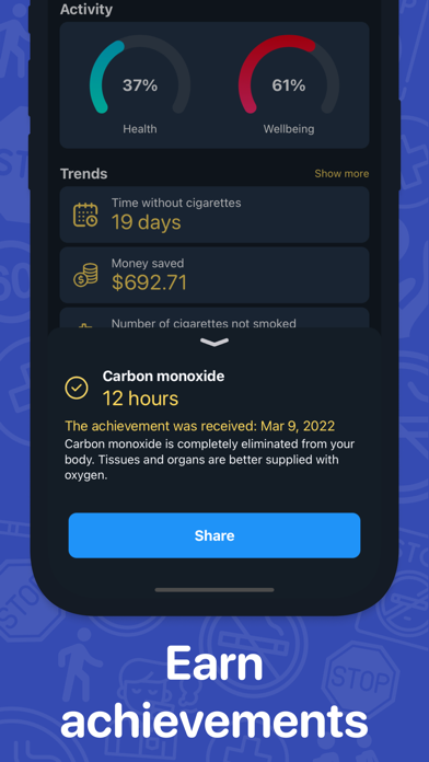 Quit smoking tracker. Stop now Screenshot