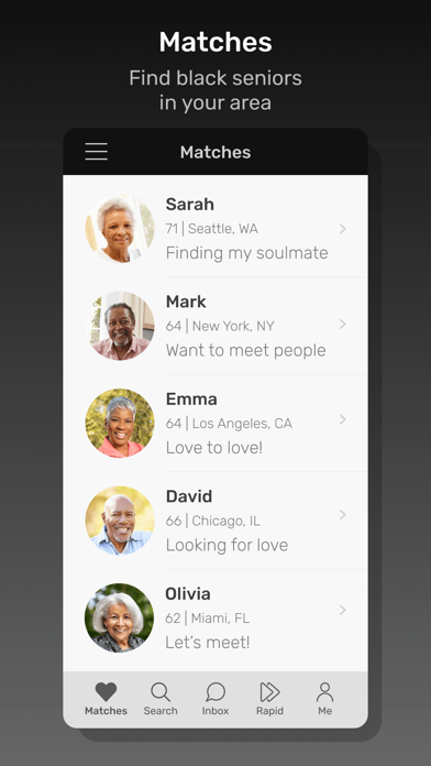 Black Senior Personals App Screenshot
