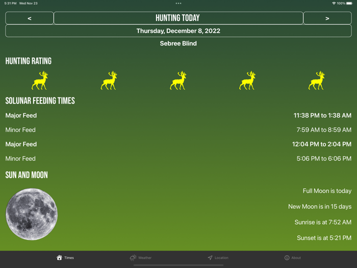 Solunar Best Hunting Times