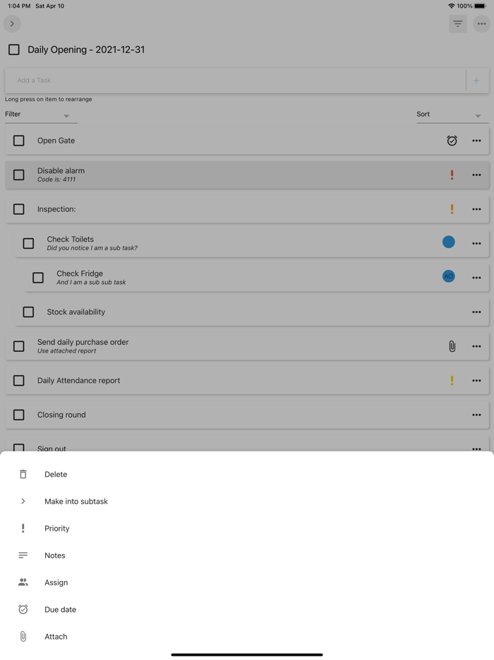 Checklist To Do and Task Lists