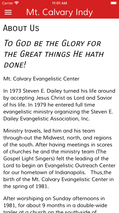 Mt Calvary Church Indianapolis Screenshot