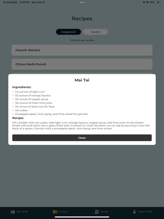 BotTender iPad screenshot 4 - Food & Drink app