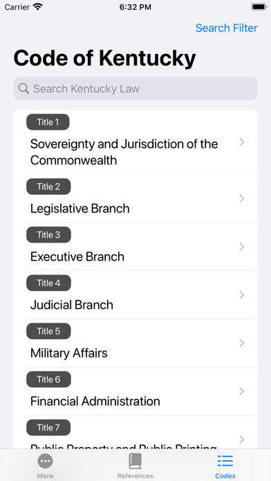 Kentucky Law Codes Screenshot