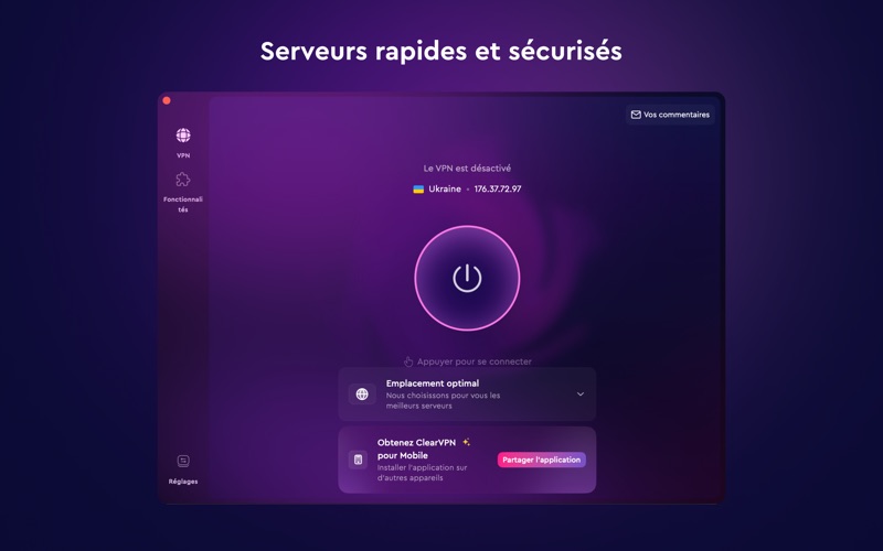 Screenshot #2 pour ClearVPN - VPN Rapide et Sûr